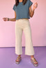 Beige Acid Washed High Waisted Frayed Hem Jeans, transitional denim, easy to wear, new arrivals, stretch denim, summer ready, colored denim, ssys by mallory fitzsimmons