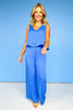 Blue V Neck Tank Wide Leg Jumpsuit *FINAL SALE*