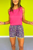 SSYS Lime Pink Neon Animal Printed Active Shorts