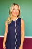 Navy Linen Sleeveless Contrast Maxi Dress