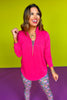 SSYS Hot Pink 1/2 Zip Long Sleeve Active Top, SSYS the label, SSYS September athlesiure, SSYS athlesiure, cute athlesiure, cute workout top, must have workout top, comfy athlesiure, elevated basics, SSYS the label by mallory Fitzsimmons, SSYS by mallory Fitzsimmons 