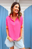 SSYS Lowen Knit Trim Contrast Poplin Polo Top In Pink