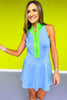 SSYS Contrast Half Zip Active Dress In Cornflower