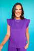 SSYS Charlie Air Ruffle Shoulder Shorts Set In Purple