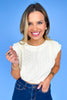 Cream Eyelet Short Sleeve Band Hem Top *FINAL SALE*