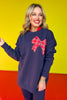 SSYS Tartan Bow Sweatshirt In Navy