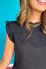 SSYS Charlie Air Ruffle Shoulder Shorts Set In Black