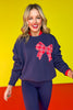 SSYS Tartan Bow Sweatshirt In Navy