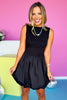 SSYS Adelaide Bubble Skirt Dress In Black, night out, date. night dress, elevated, LBD, chic, ssys by mallory fitzsimmons