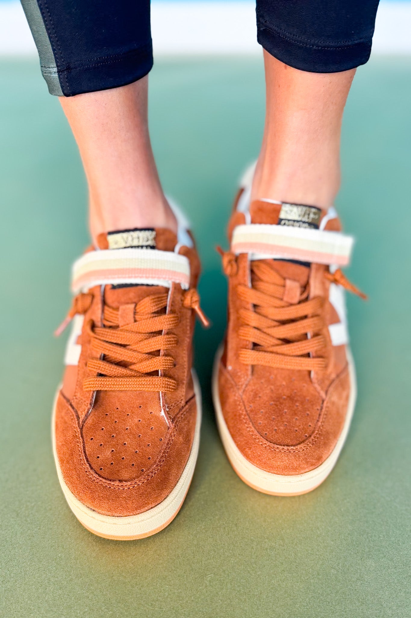 Vintage Havana Chestnut Suede Strap Detail Sneakers