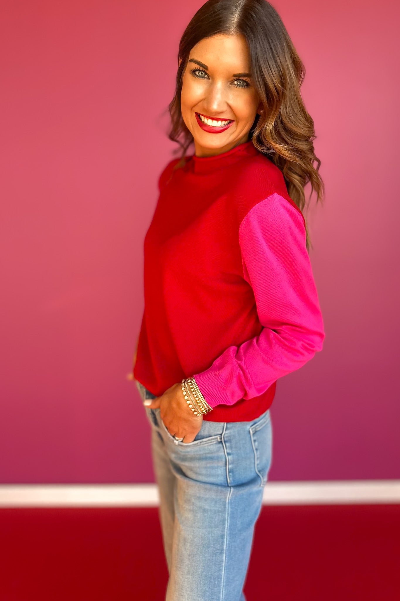 Daylight Colorblock SSYS Lane Colorblock Sweater Red | Valentine's Day Colorblock Sweater