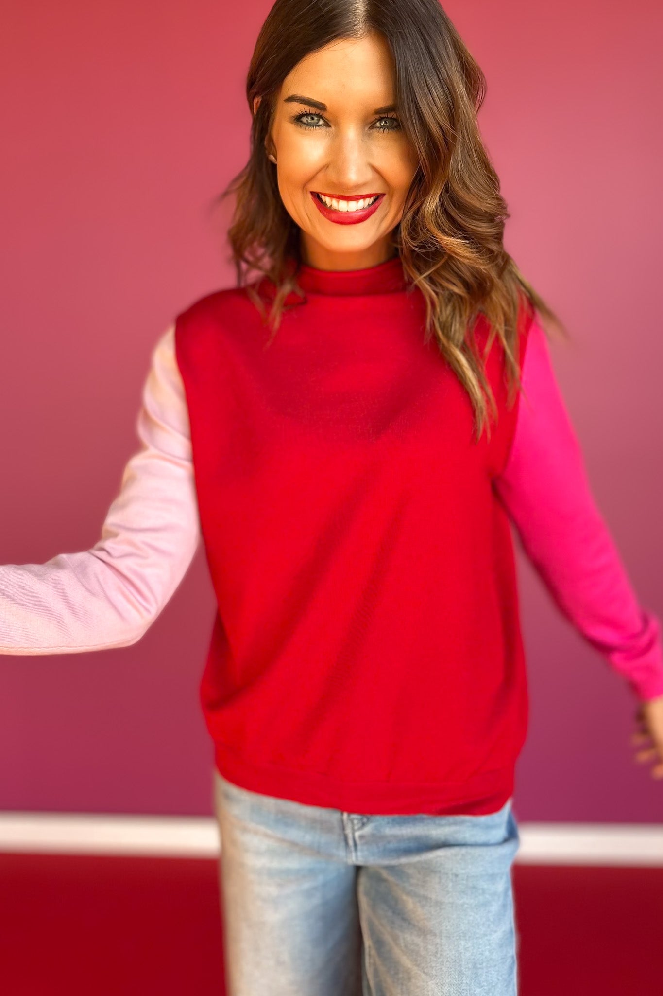 Daylight Colorblock SSYS Lane Colorblock Sweater Red | Valentine's Day Colorblock Sweater