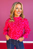 SSYS Cynthia Mock Neck Sweater In Pink Red Animal