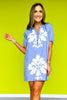 Blue Contrast Applique Detail Dress