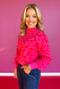 SSYS Cynthia Mock Neck Sweater In Pink Red Animal