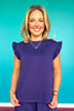 SSYS Charlie Air Ruffle Shoulder Shorts Set In Navy