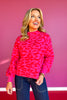 SSYS Cynthia Mock Neck Sweater In Pink Red Animal