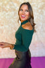 Dark Green Ribbed Knit Halter Off The Shoulder Top *FINAL SALE*