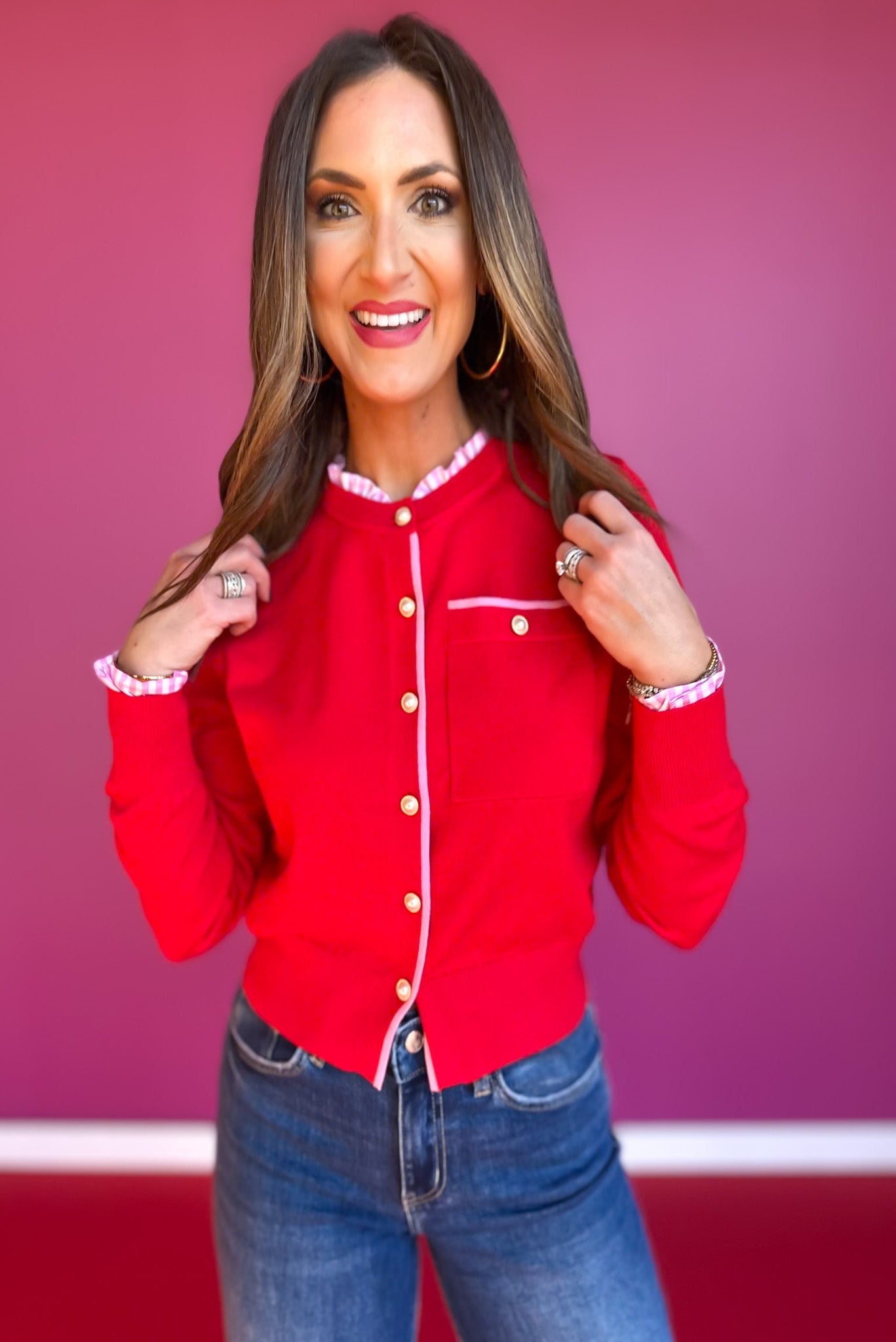 SSYS Gentry Layered Cardigan In Red