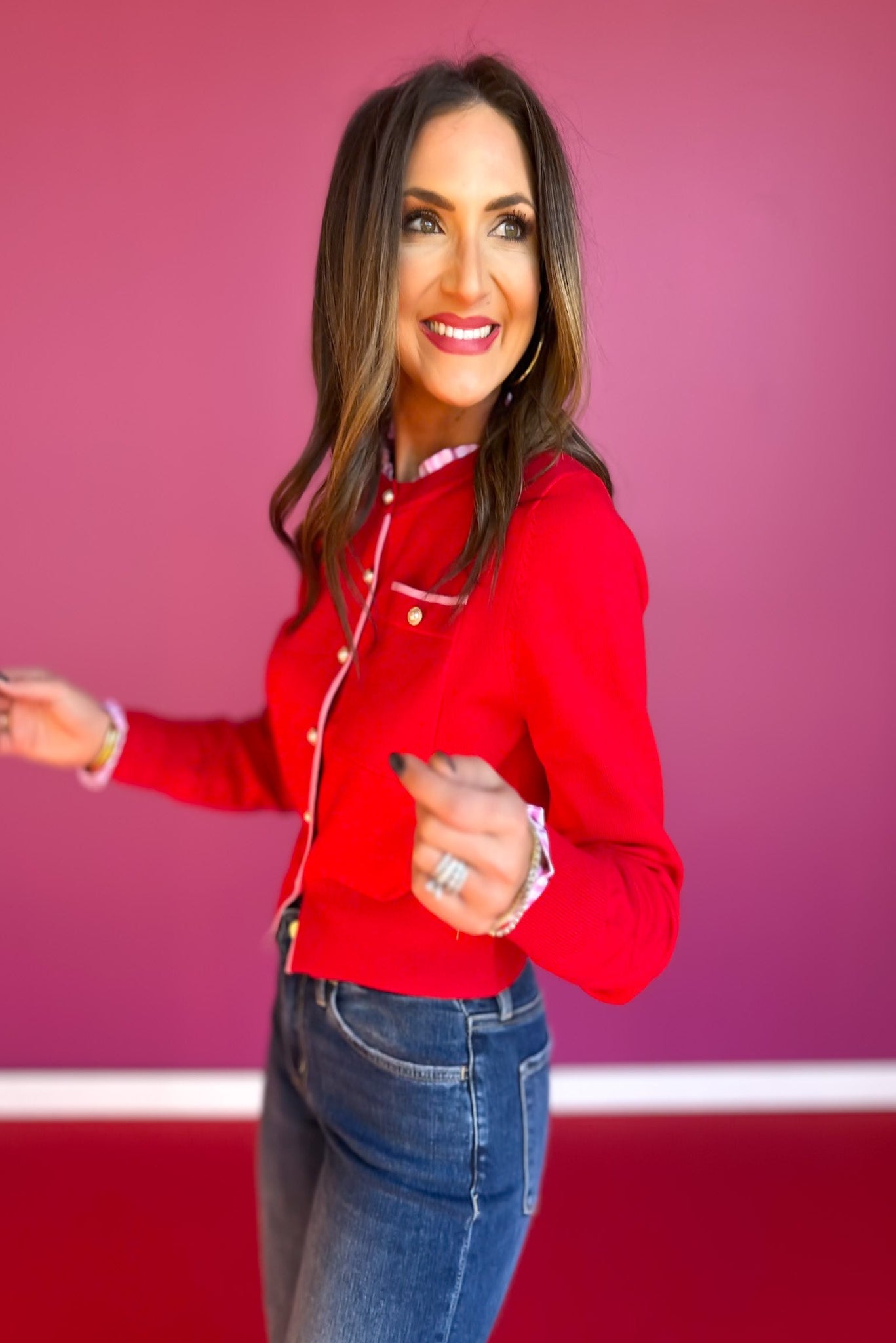 SSYS Gentry Layered Cardigan In Red