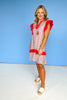 Red Printed Contrast Ruffle Sleeve Tiered Dress
