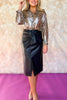 Black Faux Leather Front Pleat Detail Midi Skirt *FINAL SALE*