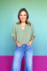 Olive Collared Smocked Sleeve Band Top *FINAL SALE*