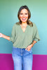 Olive Collared Smocked Sleeve Band Top *FINAL SALE*