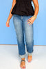 Vervet High Rise Cuffed Straight Jeans