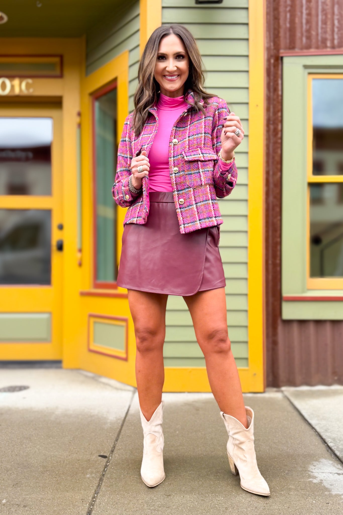 SSYS Lindsey Faux Leather Skort In Maroon