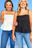 Black Poplin Sleeveless Bubble Hem Top