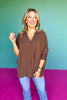 Brown Collared Smocked Sleeve Band Top *FINAL SALE*
