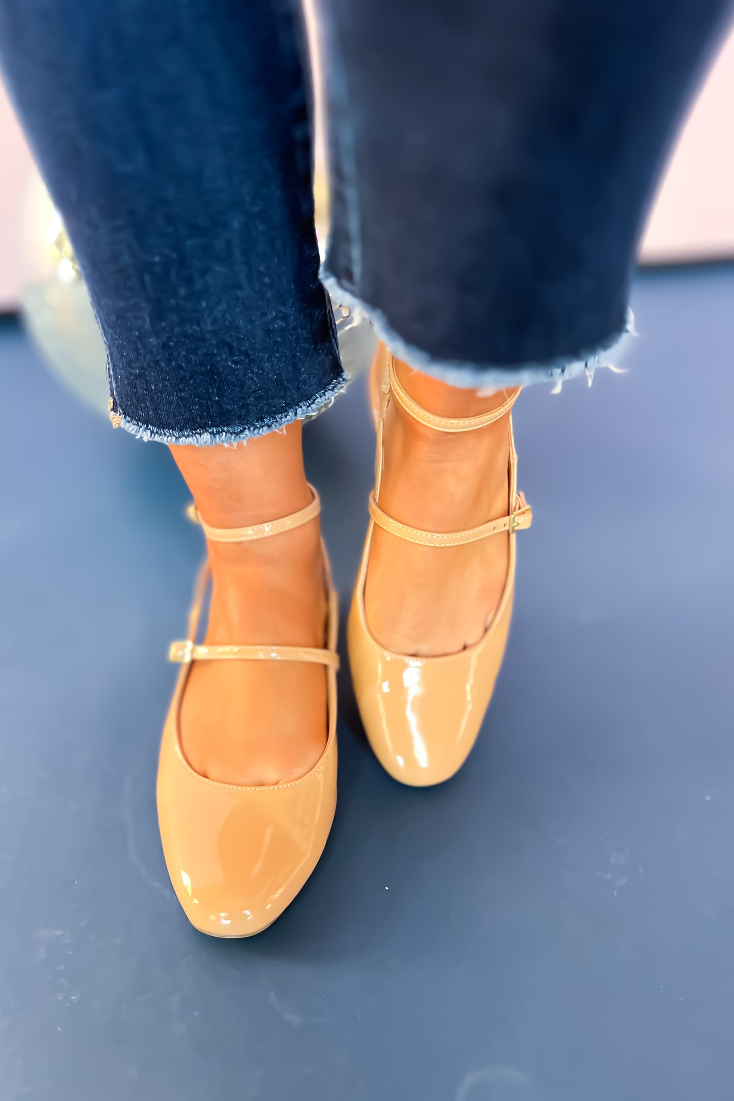 Tan Ankle Strap Slingback Shoes