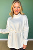 SSYS Ivory Drawstring Mock Neck Air Pullover