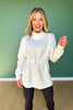 SSYS Ivory Drawstring Mock Neck Air Pullover