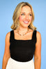 SSYS Black Ribbed Square Neck Padded Tank