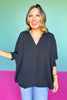 Black Collared Smocked Sleeve Band Top *FINAL SALE*