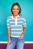 SSYS London Rugby Stripe Top In Light Blue