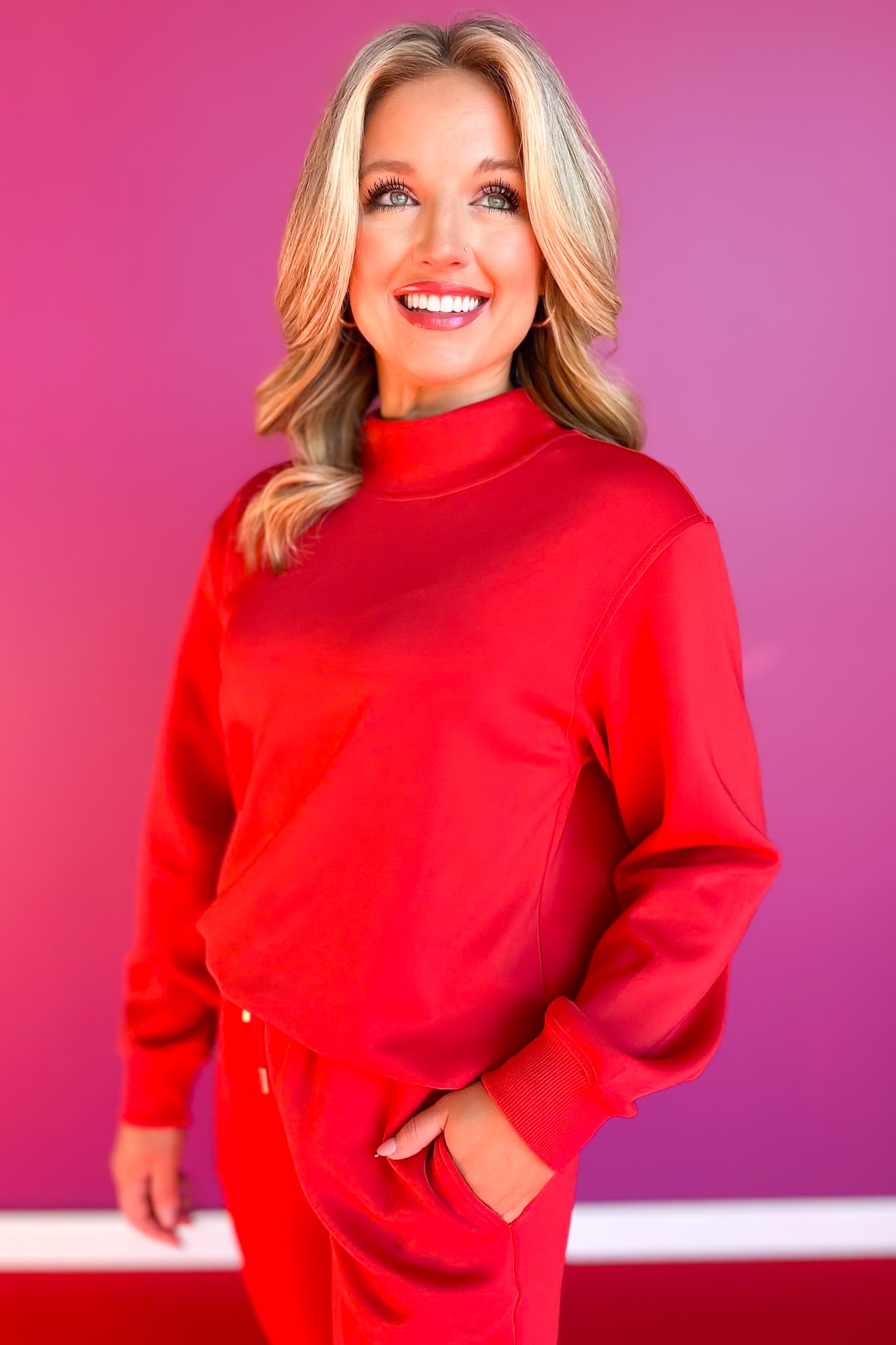 SSYS Scuba Cowl Neck Sweatshirt In Red