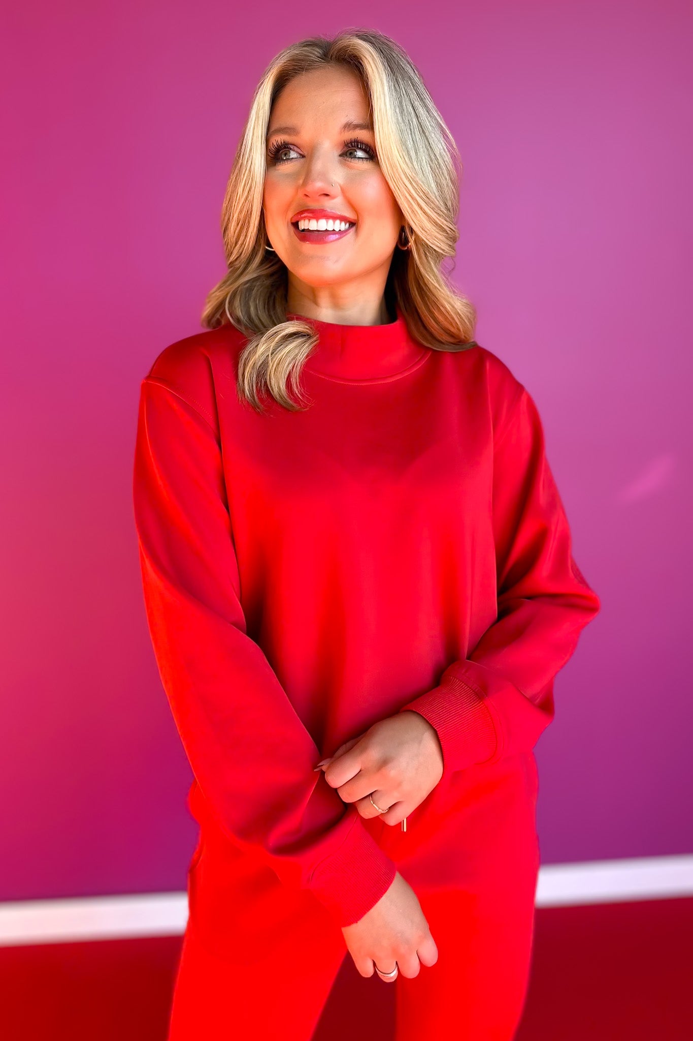 SSYS Scuba Cowl Neck Sweatshirt In Red