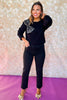 Black Sequin Bow Sweater