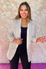 Silver Sequin Long Shawl Collar Blazer