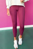 SSYS Ribbed Band Jogger Leggings In Maroon