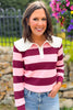 SSYS Skye Stripe Top In Pink Maroon