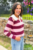 SSYS Skye Stripe Top In Pink Maroon