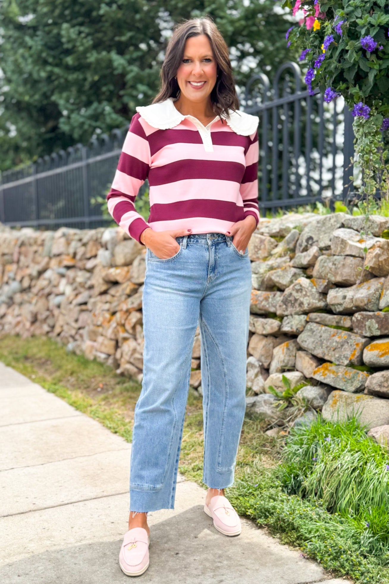Mica Mid Rise Seam Detail Ankle Straight Leg Jeans