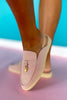 Pink Suede Slip On Loafers