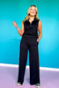 SSYS Sutton Air Sleeveless Side Stripe Wide Leg Pants Set In Black