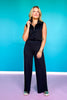 SSYS Sutton Air Sleeveless Side Stripe Wide Leg Pants Set In Black