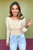 Taupe Boat Neck Long Sleeve Top *FINAL SALE*